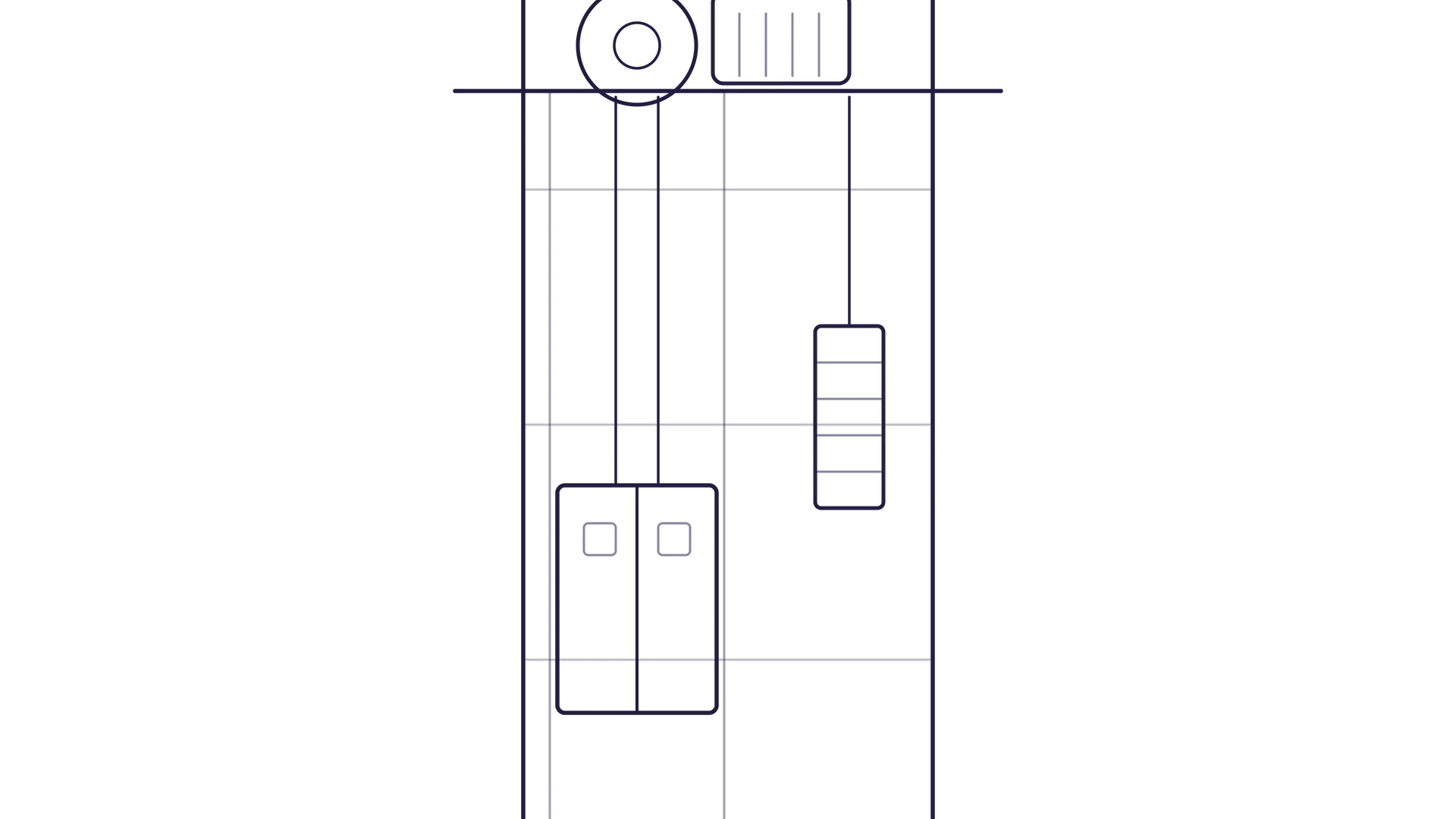 Technische lijntekening van een liftinstallatie