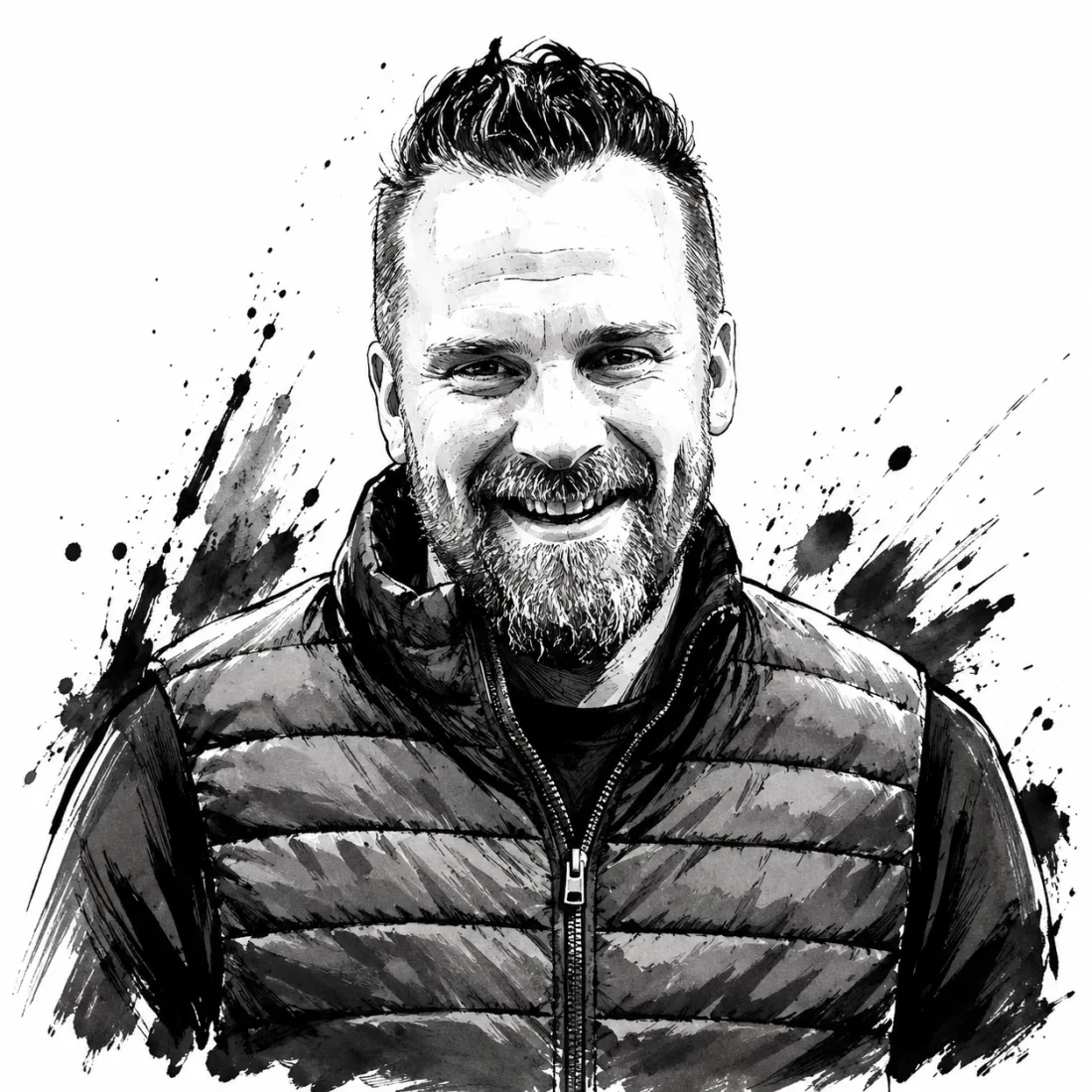 Inkt-portret van Jerry, Projectleider bij LYFD