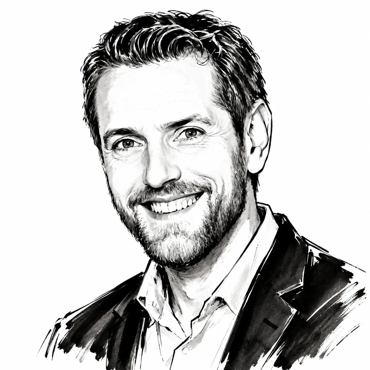 Inkt-portret van Joppe, CSO bij LYFD
