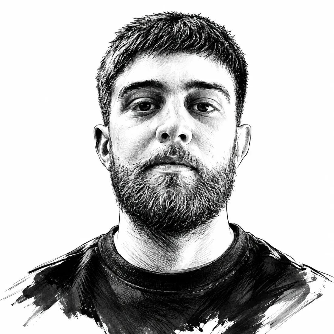Inkt-portret van Nordin, Liftmonteur bij LYFD
