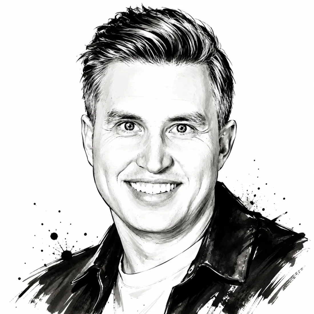 Inkt-portret van Peter, CEO bij LYFD
